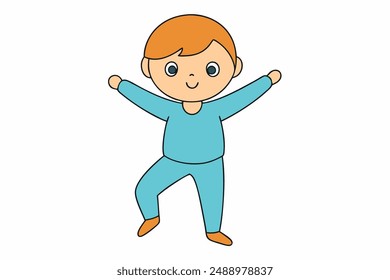 Charming vector illustration of a boy dancing, perfect for vibrant and lively designs, capturing joyful motion and playful energy in colorful, artistic detail