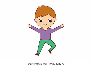 Charming vector illustration of a boy dancing, perfect for vibrant and lively designs, capturing joyful motion and playful energy in colorful, artistic detail