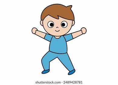 Charming vector illustration of a boy dancing, perfect for vibrant and lively designs, capturing joyful motion and playful energy in colorful, artistic detail