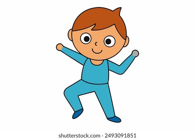 Charming vector illustration of a boy dancing, perfect for vibrant and lively designs, capturing joyful motion and playful energy in colorful, artistic detail