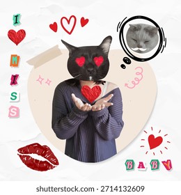 A charming Vector illustration celebrating Valentine's Day featuring pets, hearts, and affectionate gestures.