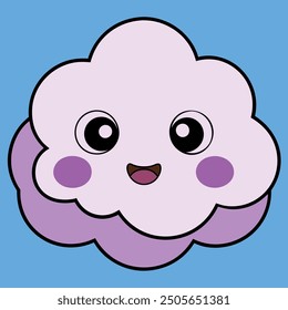 Charming vector illustration of a cloud with expressive eyes in a playful and funny style, perfect for adding a touch of whimsy to your projects.