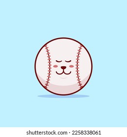 A charming vector illustration of a cute baseball ball mascot relaxing and sleeping. Features a peaceful character with a content expression, and a restful atmosphere, perfect for sports design