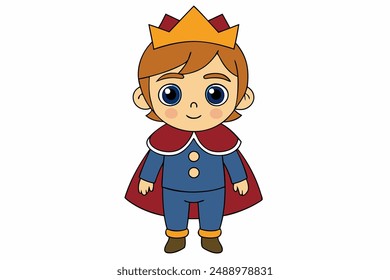 Charming vector illustration of a cute boy as a king, perfect for children’s art, digital designs, and royalty-themed projects. High-quality and vibrant artwork