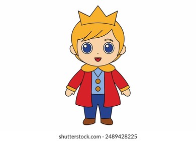 Charming vector illustration of a cute boy as a king, perfect for children’s art, digital designs, and royalty-themed projects. High-quality and vibrant artwork