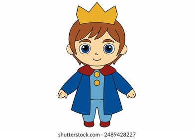 Charming vector illustration of a cute boy as a king, perfect for children’s art, digital designs, and royalty-themed projects. High-quality and vibrant artwork