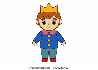 Charming vector illustration of a cute boy as a king, perfect for children’s art, digital designs, and royalty-themed projects. High-quality and vibrant artwork