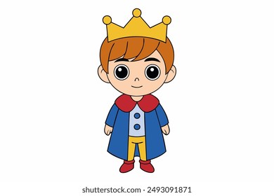 Charming vector illustration of a cute boy as a king, perfect for children’s art, digital designs, and royalty-themed projects. High-quality and vibrant artwork