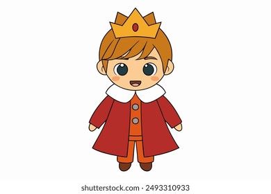 Charming vector illustration of a cute boy as a king, perfect for children’s art, digital designs, and royalty-themed projects. High-quality and vibrant artwork