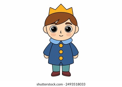 Charming vector illustration of a cute boy as a king, perfect for children’s art, digital designs, and royalty-themed projects. High-quality and vibrant artwork