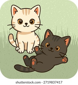 Charme ilustração vetorial de gatinhos fofos brincando juntos em um estilo amigável de desenhos animados.