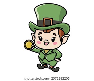 A charming vector illustration of a cute leprechaun, perfect for adding a touch of Irish folklore and St. Patrick's Day