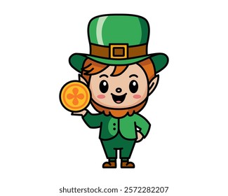 A charming vector illustration of a cute leprechaun, perfect for adding a touch of Irish folklore and St. Patrick's Day