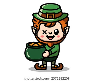 A charming vector illustration of a cute leprechaun, perfect for adding a touch of Irish folklore and St. Patrick's Day