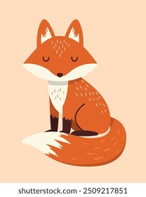 A charming vector illustration of a cute little fox cub. 