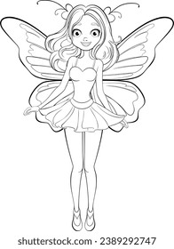 Charming vector illustration of a fairy with intricate wings