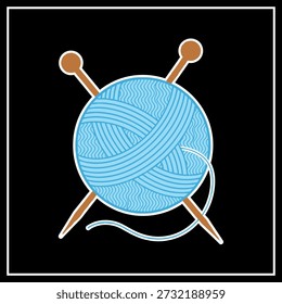 Uma ilustração vetorial encantadora com uma bola de fios e agulhas de tricô, perfeita para entusiastas e designers artesanais. Ideal para marcas, logotipos ou materiais promocionais.