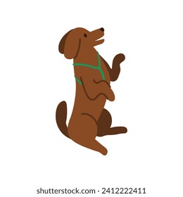 Encantadora ilustración vectorial con un perro juguetón parado en sus patas traseras. añadiendo un toque de encanto a la escena. Perfecto para transmitir alegría y alegría en varios proyectos de diseño.