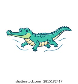 A charming vector illustration of a gharial crocodile with a distinct long snout.