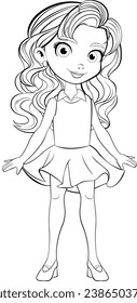 A charming vector illustration of a girl for coloring