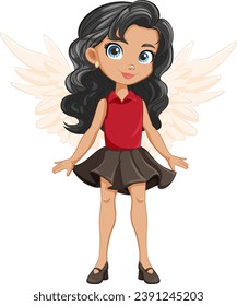 A charming vector illustration of a girl with wings