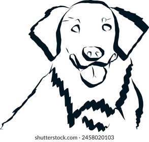 A charming vector illustration of a golden retriever dog, showcasing its friendly demeanor and iconic features with lifelike detail.