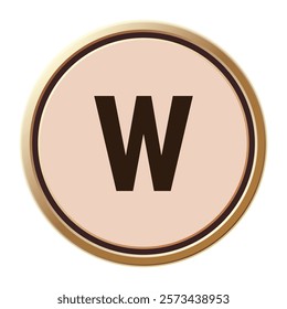 Charming Valentine’s vector illustration highlighting the letter ‘w’ in a romantic circle, suitable for weddings, Valentine’s cards, or personalized gift ideas