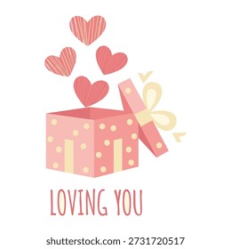 Ilustração vetorial encantadora de uma caixa de presente aberta que libera balões em forma de coração, perfeito para expressar amor e carinho. Ideal para o Dia dos Namorados, aniversários ou qualquer ocasião especial.
