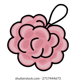 Um vetor encantador ilustração de um pufe de banho rosa com um loop, com gradientes suaves e contornos pretos arrojados, perfeito para o cuidado pessoal ou projetos temáticos de spa.