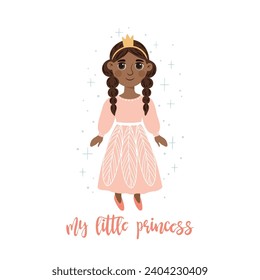 A charming vector illustration of a princess, perfect for a children's room poster.