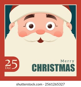 Charming vector illustration of Santa Claus with a cheerful expression, perfect for Christmas cards, holiday decorations, posters, and festive designs.
