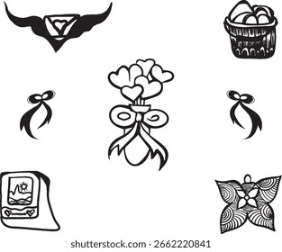 A charming vector illustration set of wedding icons featuring symbols of love and celebration