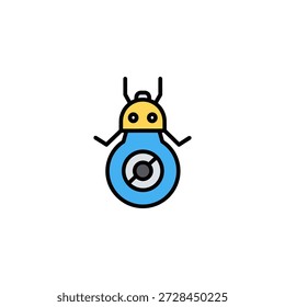 Encantadora Ilustración vectorial de un Pequeño robot azul con una cara amigable y brazos extendidos, perfecto para varios proyectos digitales e impresos.