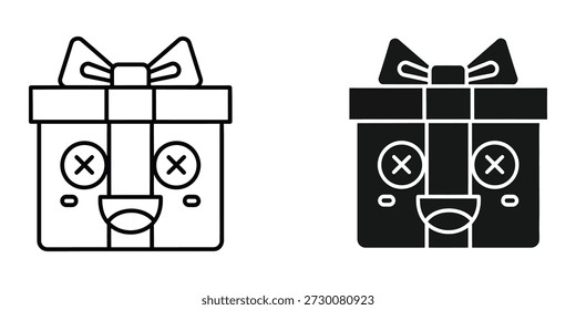 Encantadora Ilustración vectorial de dos cajas de regalo con caras expresivas, perfectas para fiestas o cumpleaños. Ideal para medios digitales e impresos.
