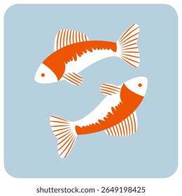  Um encantador vetor ilustração de dois peixes koi nadando em um movimento circular, mostrando sua elegância e significado cultural
