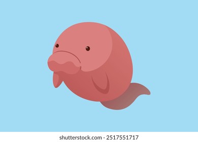 Uma encantadora ilustração vetorial do único Blobfish, mostrando suas características distintas. Perfeito para arte digital, impressões e projetos educacionais.