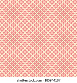 Charming vector seamless pattern (tiling). Sweet pink and lemon cream colors. Endless texture can be used for printing onto fabric and paper. Flower and dot shape.