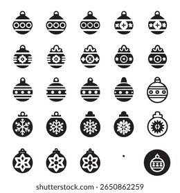 A charming vector set of Christmas icons illustrating festive holiday decorations, food, and snow