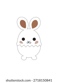 Una encantadora silueta de Vector de un conejo con Grandes orejas redondas, ojos negros, una Pequeña nariz rosa y una boca en zigzag. El conejo parece estar de pie con sus patas delanteras visibles.