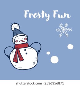 Charming vector snowmen illustrations in a cute, simple style with minimal colors. Each snowman is unique with festive details, perfect for holiday cards, winter decor, and seasonal projects.