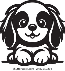 A charming vector-style illustration of a cute dog