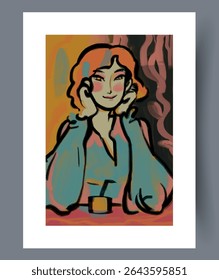 A Charming and Vibrant Portrait of a Young Woman Created in a Colorful, Artistic Style