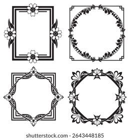 Charming Vintage Decorative Floral Border Vector Collection for Invitations
