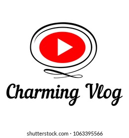 Charming vlog logo. Flat illustration of charming vlog vector logo for web