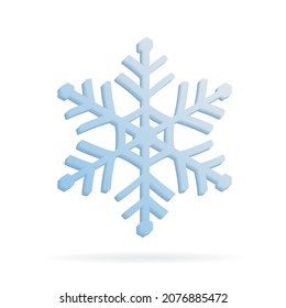 A charming volumetric snowflake with smooth rounded corners. 3 D. Vector illustration.