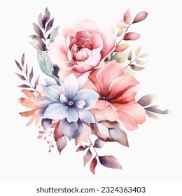 Charming Watercolor Fairy Florals - White Background Clipart Collection