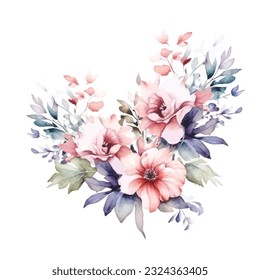 Flores de acuarela con encanto - Colección de clipart de fondo blanco