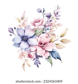 Flores de acuarela con encanto - Colección de clipart de fondo blanco