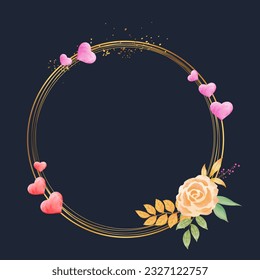 A charming watercolor golden frame featuring a floral design