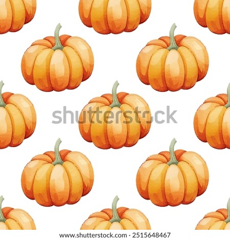 Charming watercolor pumpkin gourd vector seamless pattern. Ideal for fall-themed designs, harvest events, Thanksgiving decor, Halloween celebrating. Pumpkin harvest season.